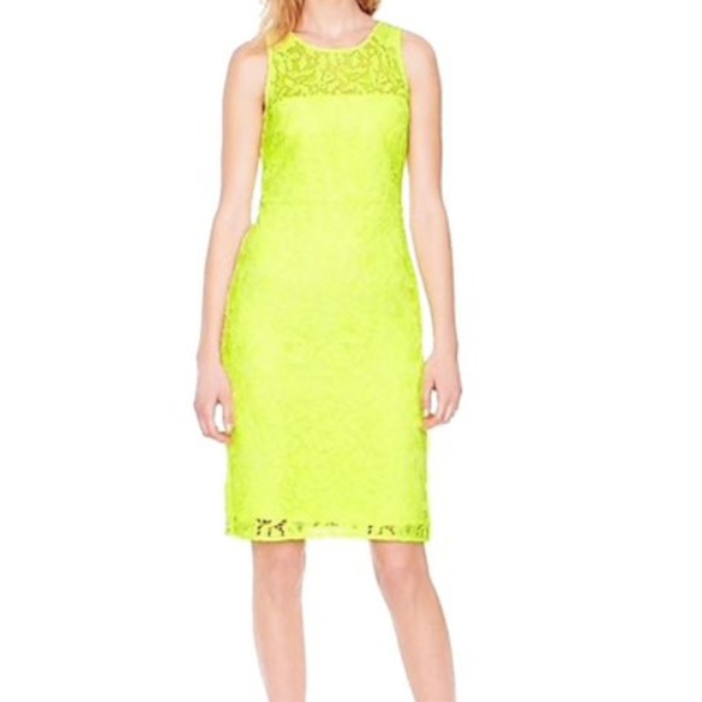 J. Crew Neon Yellow Lace Dress